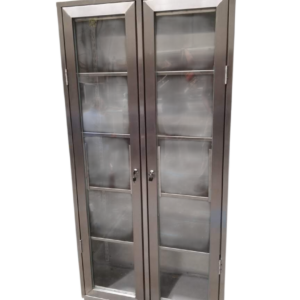 VITRINA VERTICAL CON ENTREPAÑOS ACERO INOXIDABLE
