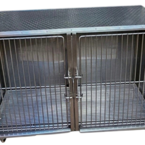 JAULA DE ESTETICA CANINA DE 2 MODULOS ACERO INOXIDABLE