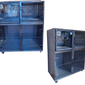 JAULA CANINA DE 4 MODULOS CON MODULO DE OXIGENACION ACERO INOXIDABLE