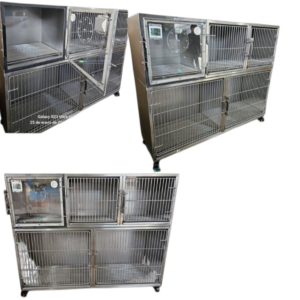 JAULA CANINA DE 5 MODULOS CON MODULO DE OXIGENACION ACERO INOXIDABLE