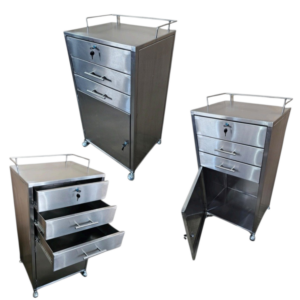MESA PASTEUR DE GABINETE CON CAJONES ACERO INOXIDABLE