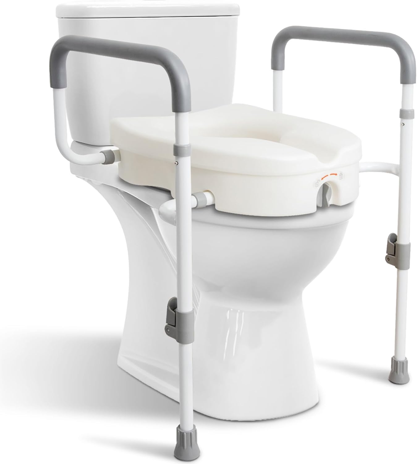 ASIENTO DE INODORO ELEVADO CON MANIJAS
