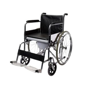 SILLA DE RUEDAS CON COMODO DE ACERO INOXIDABLE